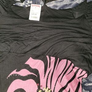 Ed Hardy Black and Pink Graphic Top